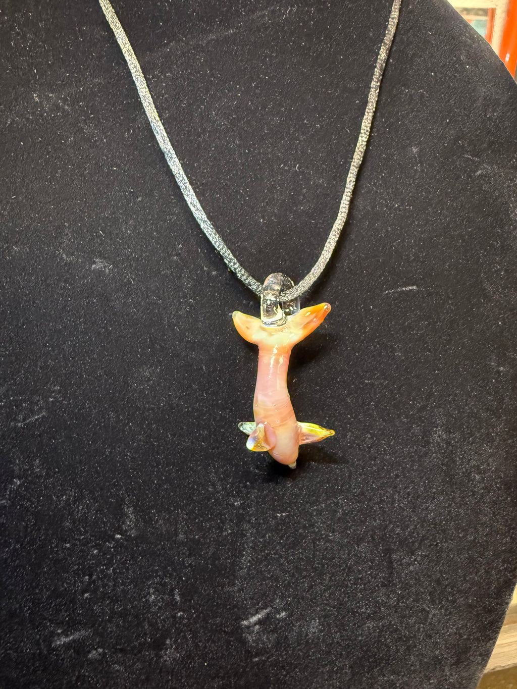 Handmade Glass Dolphin Pendant with Permission Strike Color