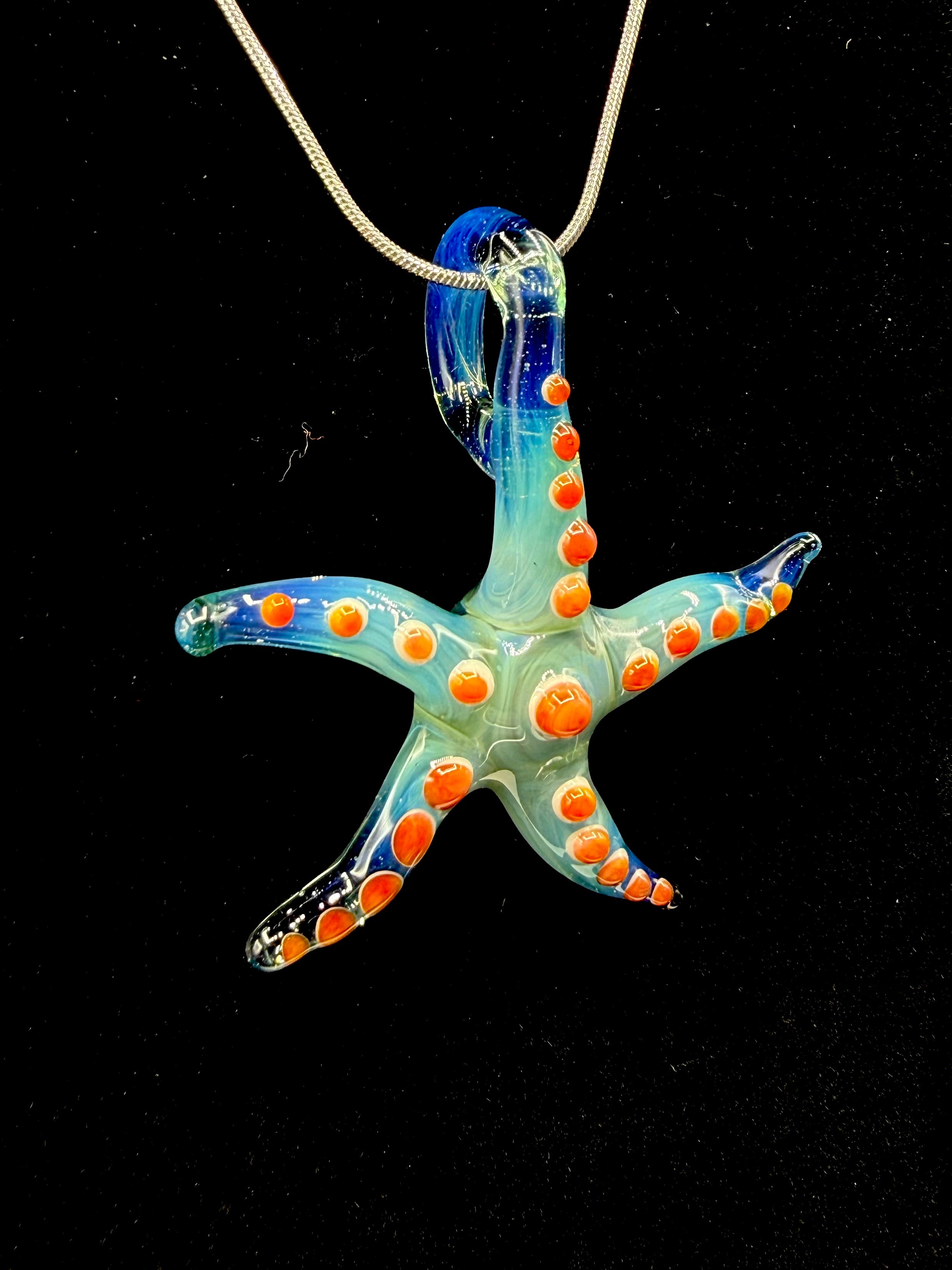 Dragon Tears Starfish Glass Pendant