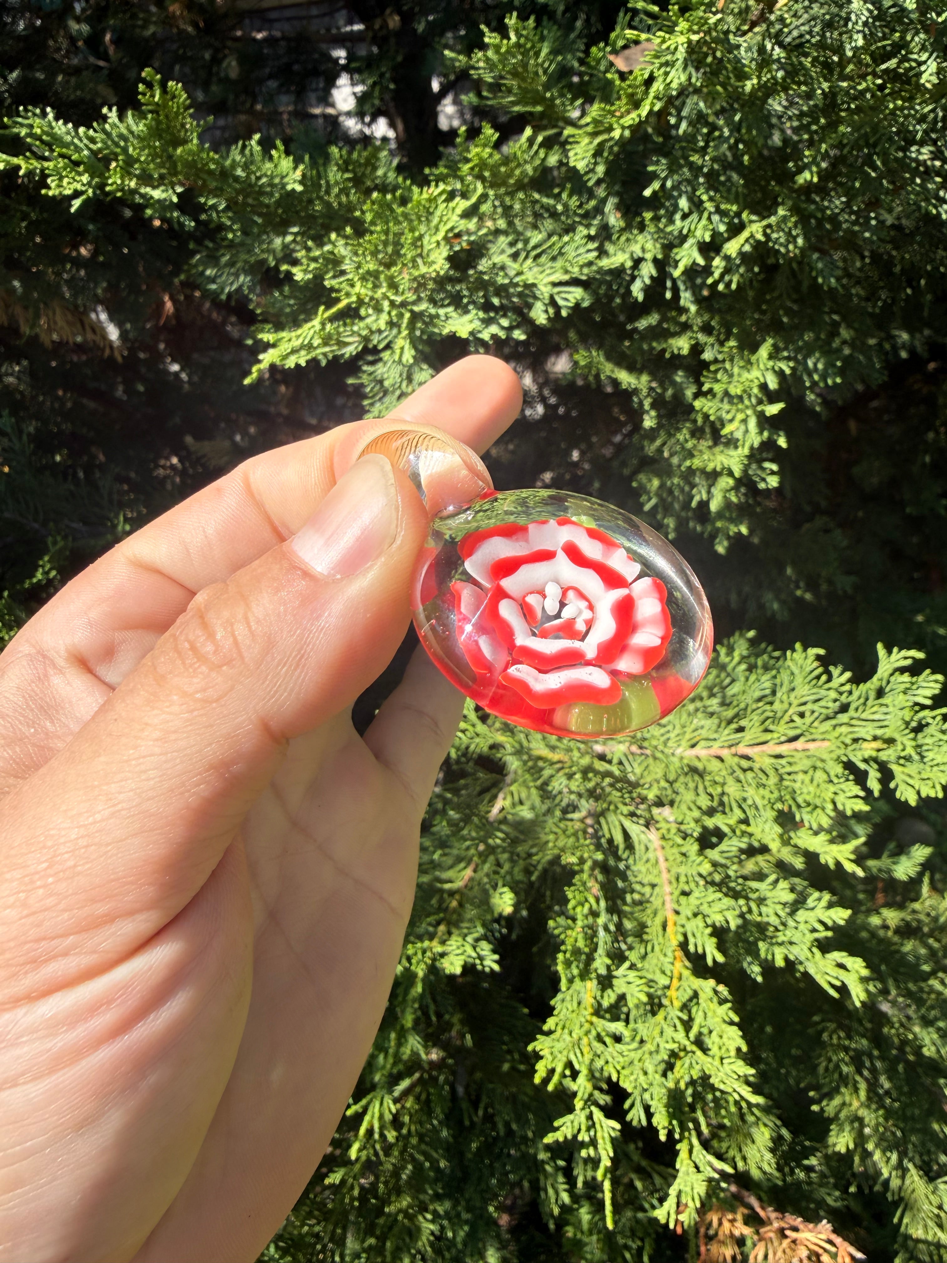 Handmade Borosilicate Glass Flower Implosion Pendant