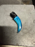 Handmade Borosilicate Glass Blue Waves Opal Color Lion Fang Pendant