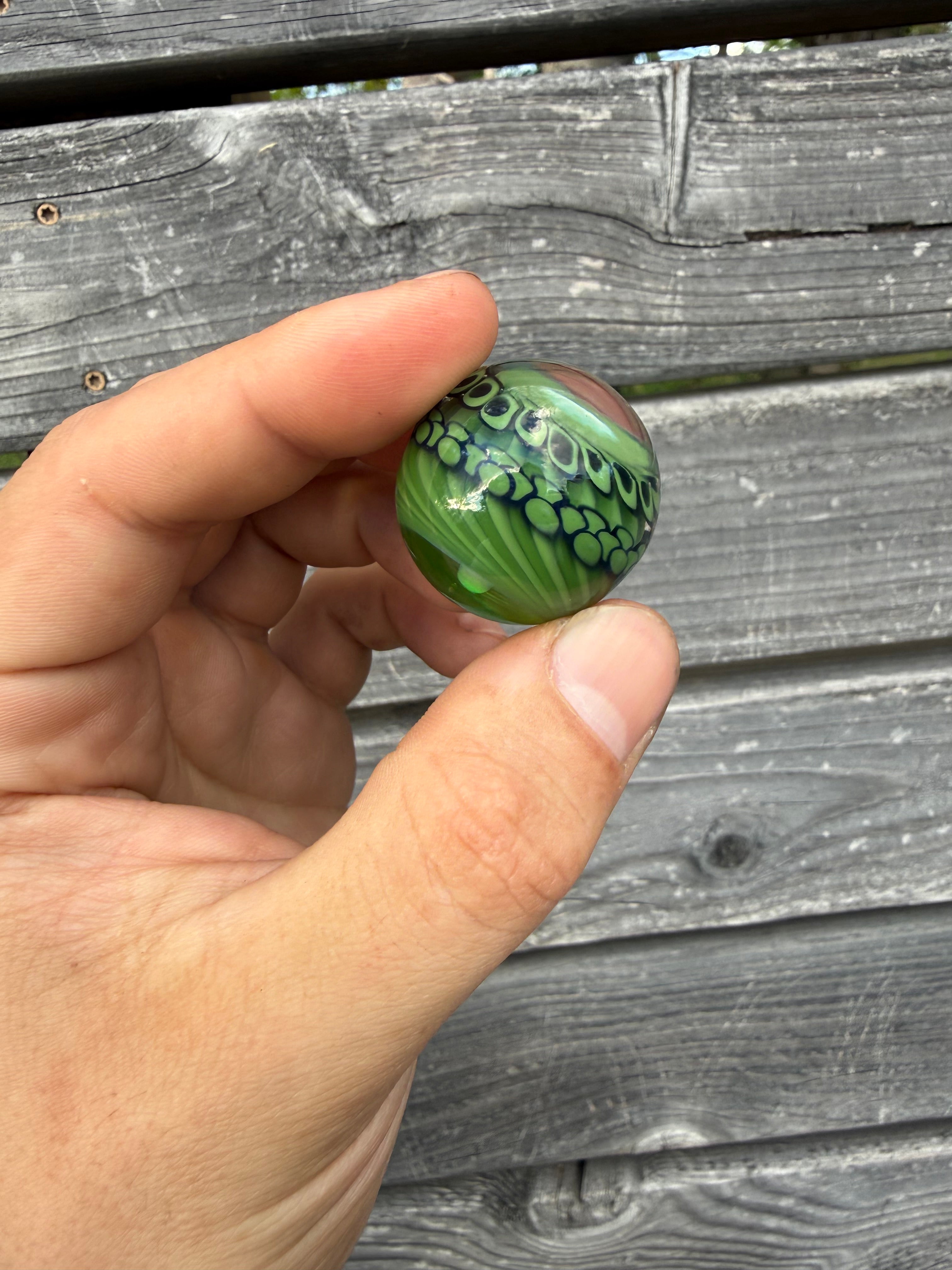 Green Dot Stack Marble with White Opal