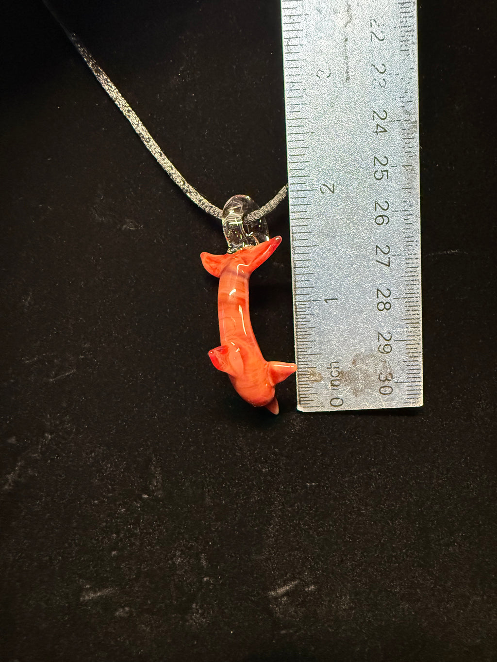 Handmade Tequila Sunrise Glass Dolphin Pendant