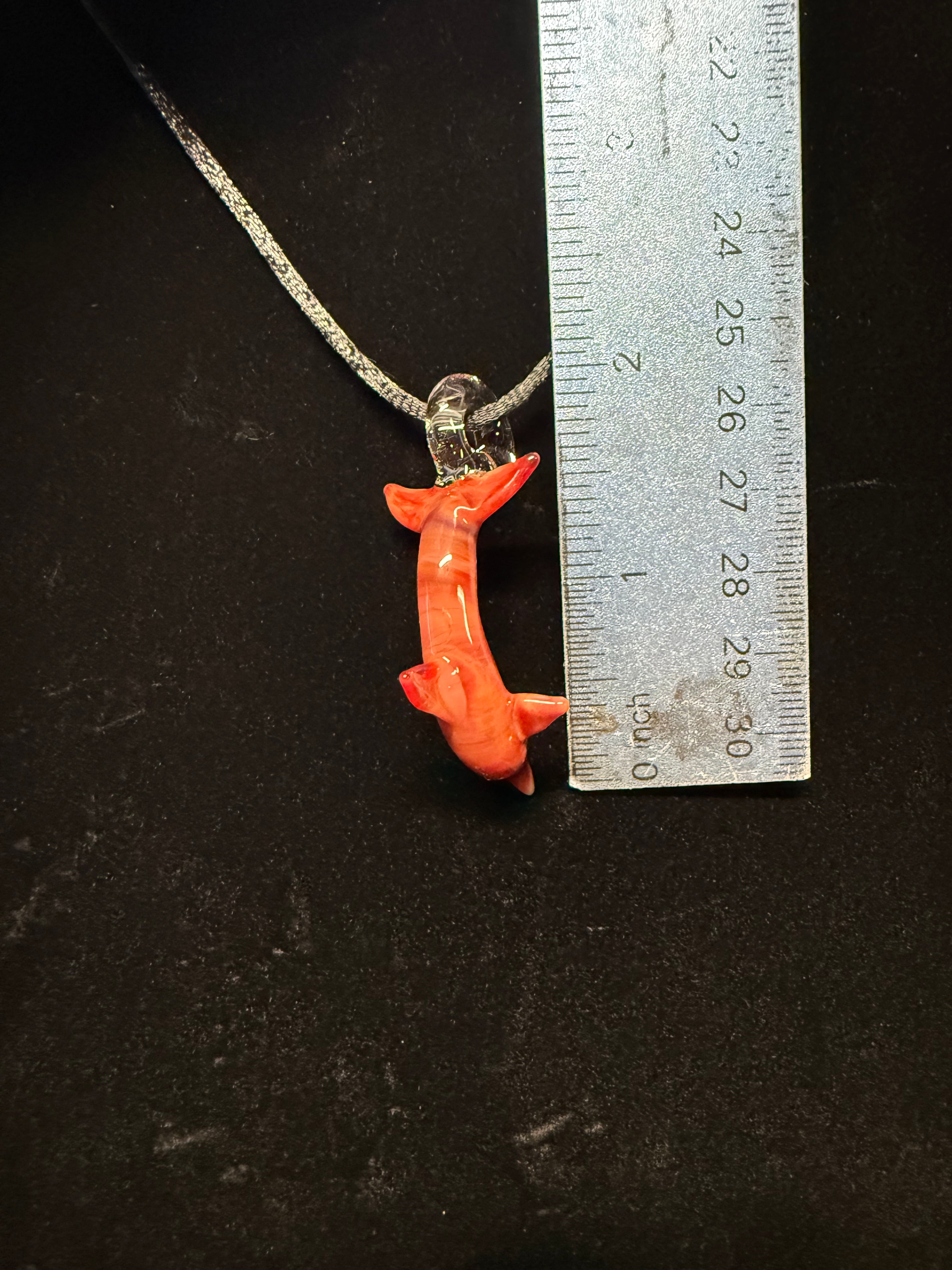 Handmade Tequila Sunrise Glass Dolphin Pendant