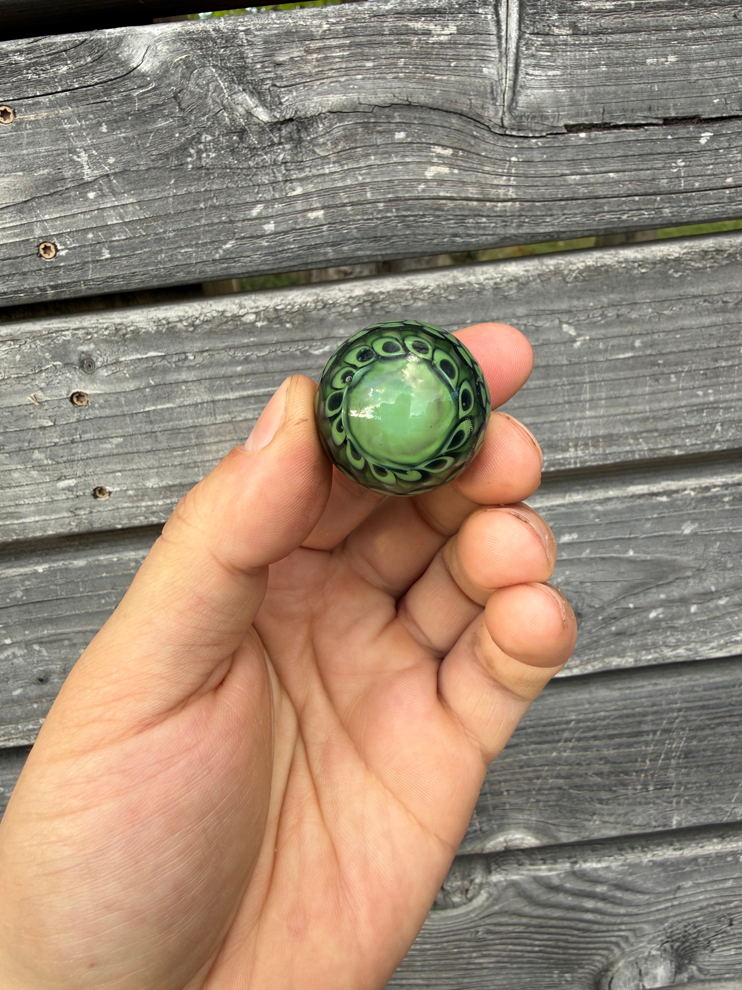 Green Dot Stack Marble with White Opal