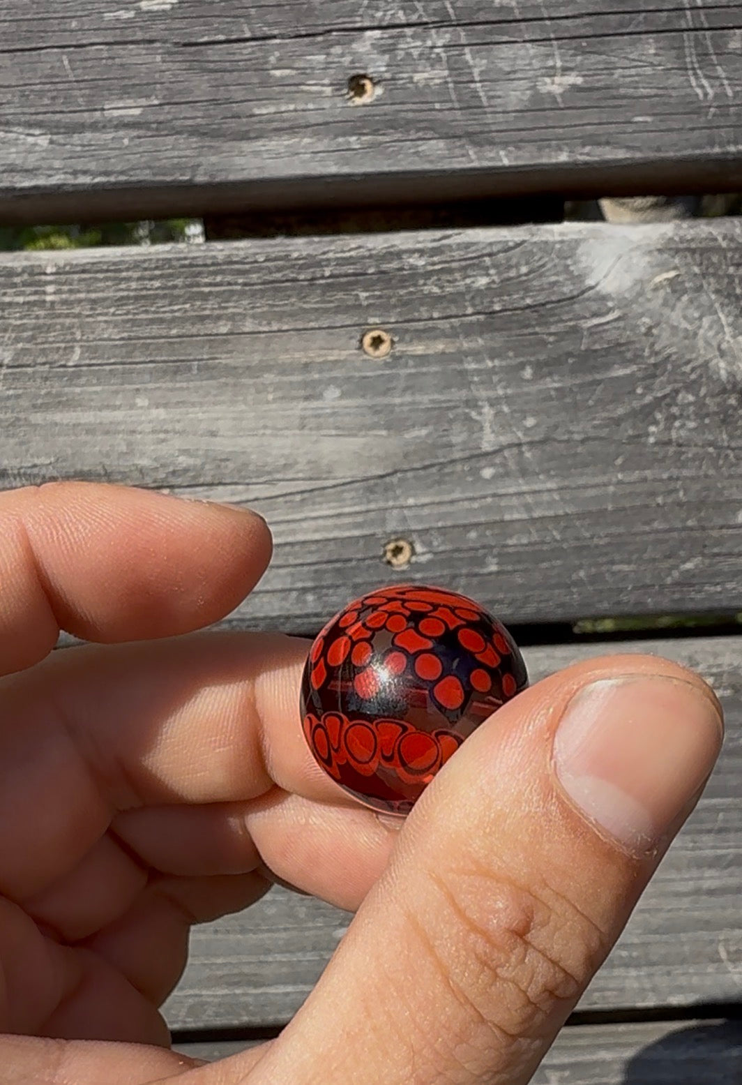 “JT” Dot Stack Marble - Red & black - collectible