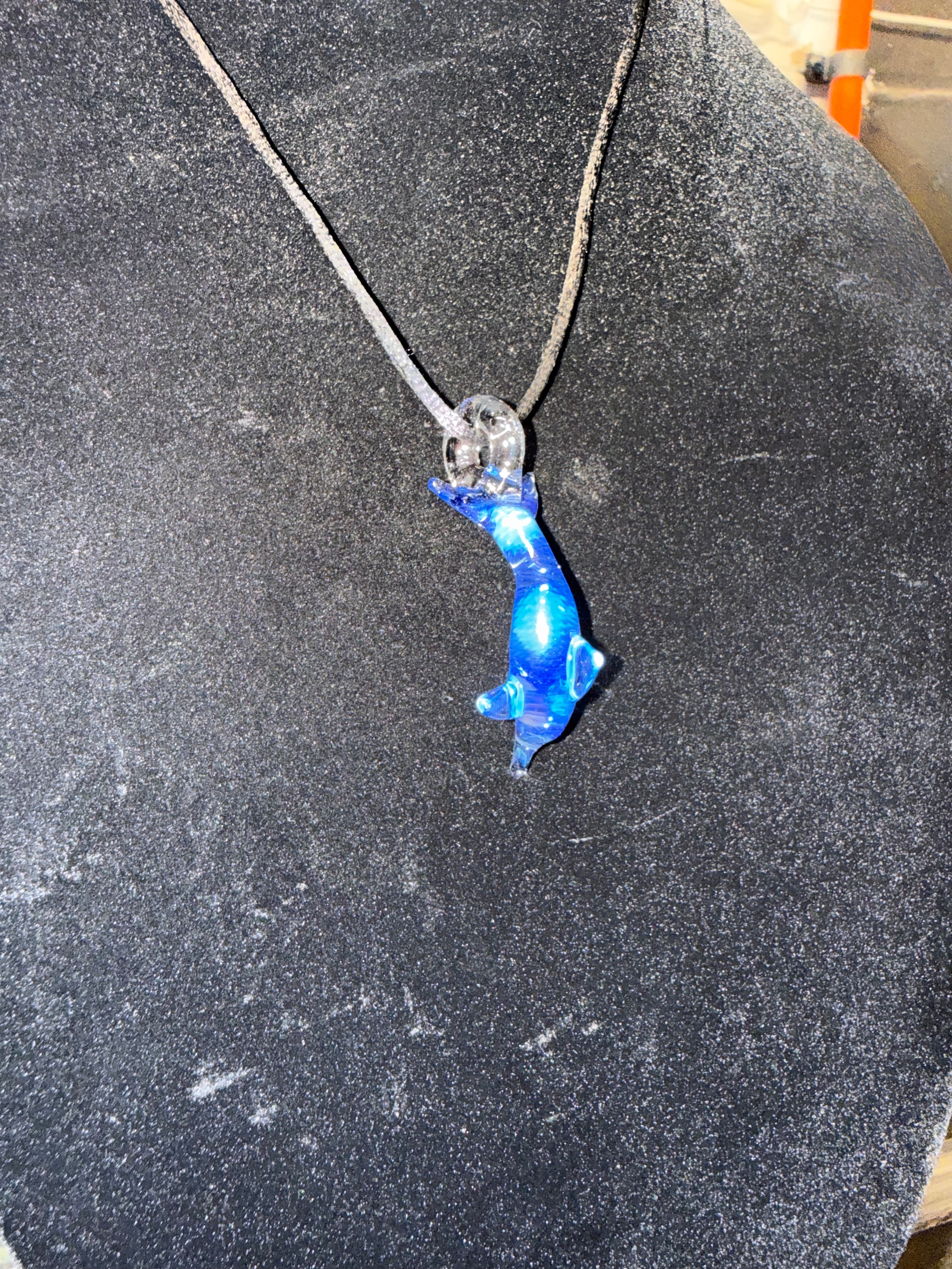 Handmade Dragon Tears Glass Dolphin Pendant