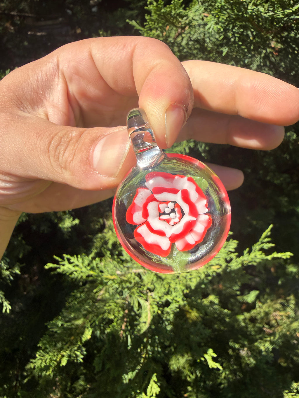 Handmade Borosilicate Glass Flower Implosion Pendant