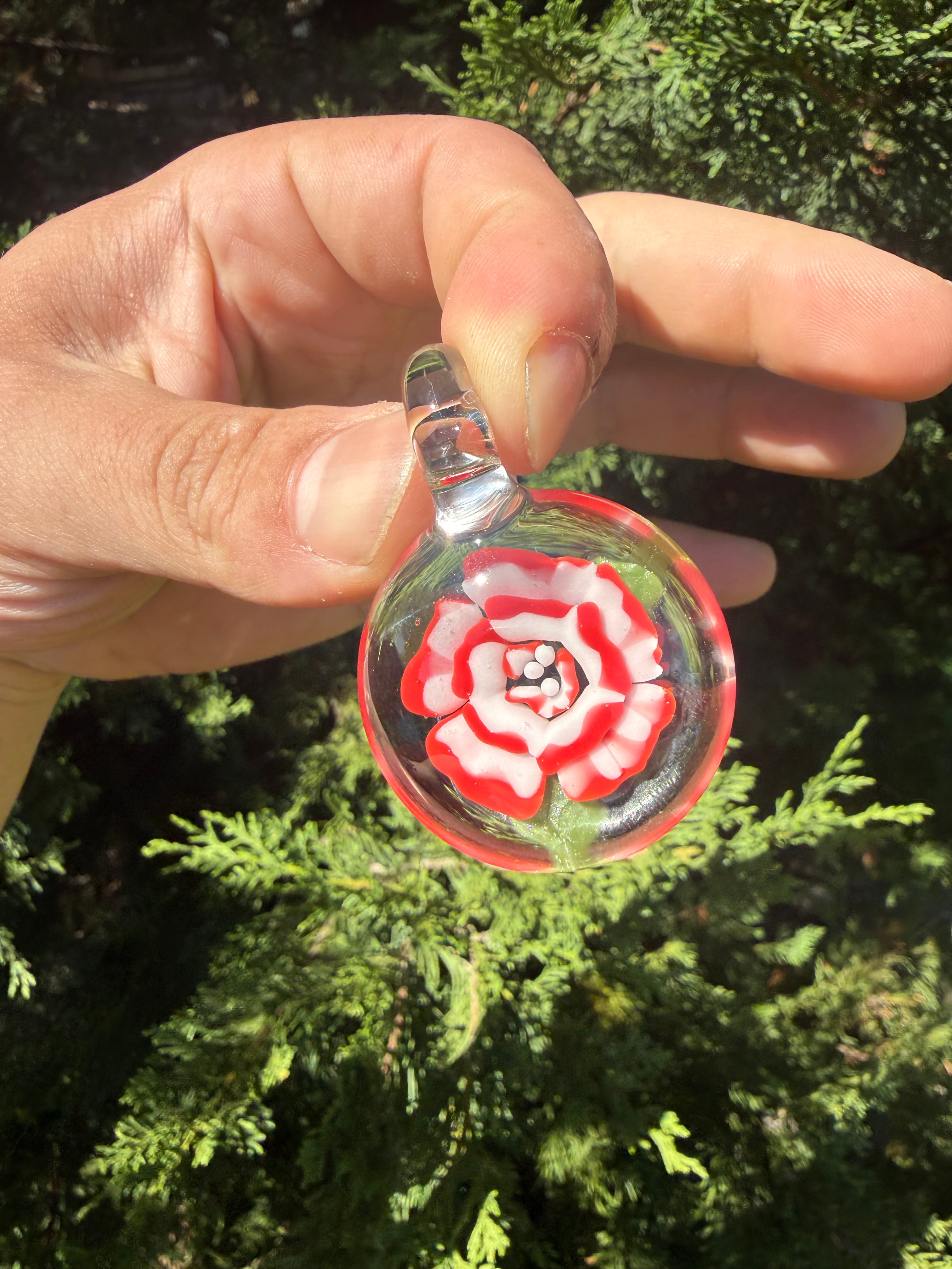 Handmade Borosilicate Glass Flower Implosion Pendant