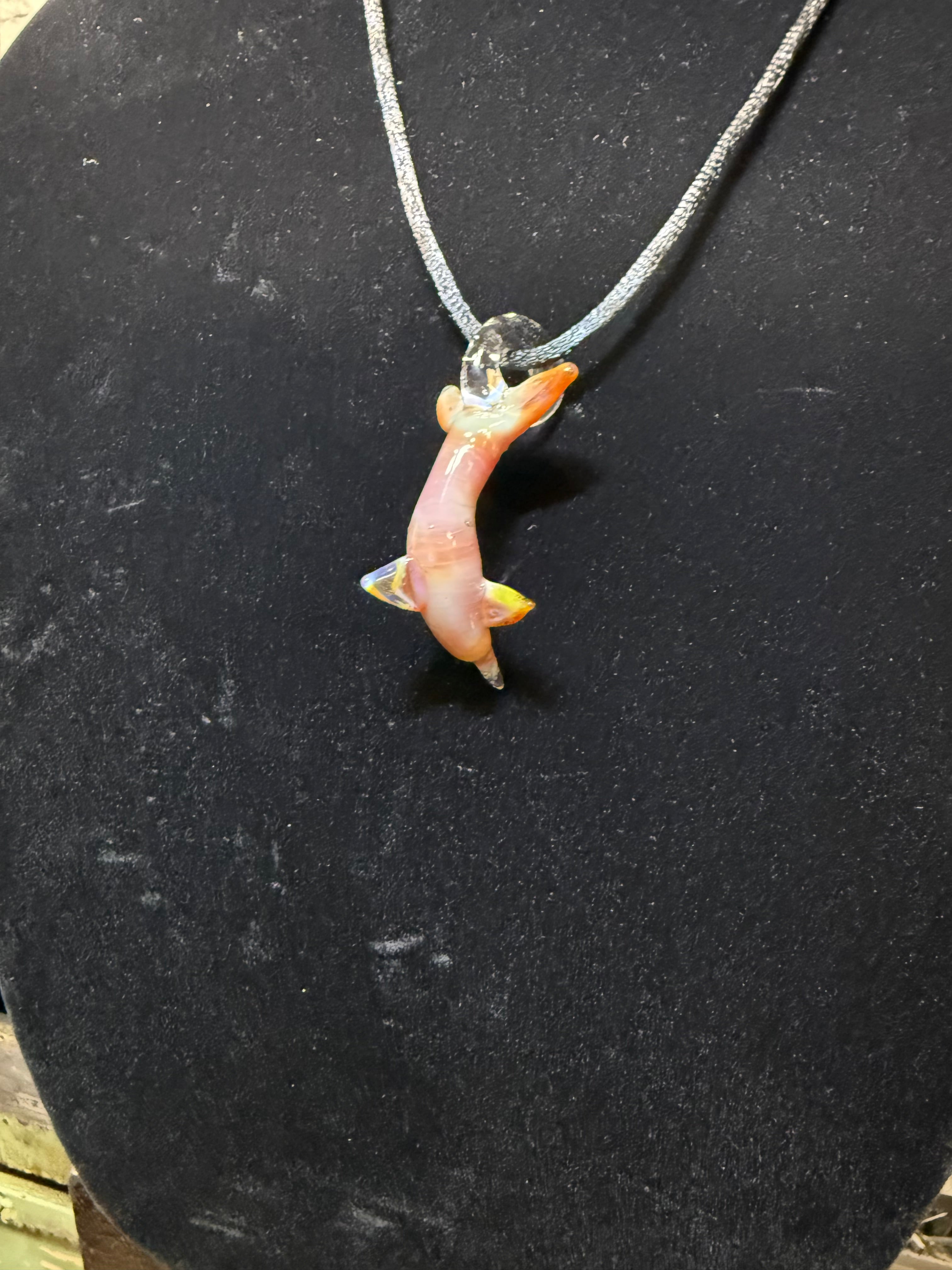 Handmade Glass Dolphin Pendant with Permission Strike Color