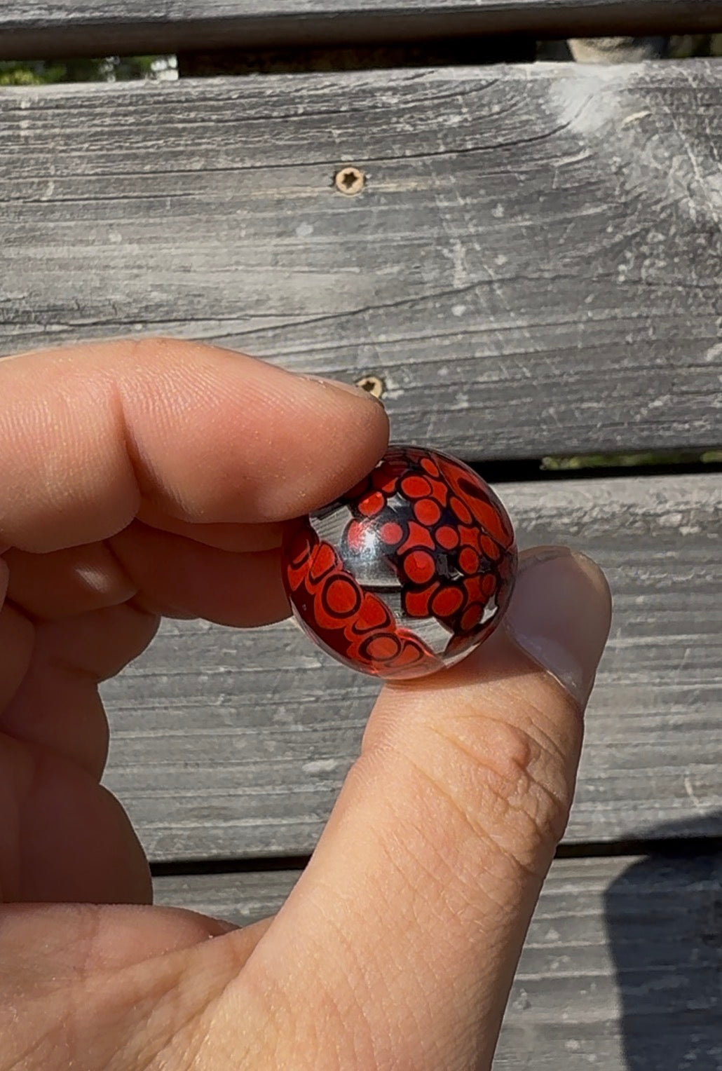 “JT” Dot Stack Marble - Red & black - collectible