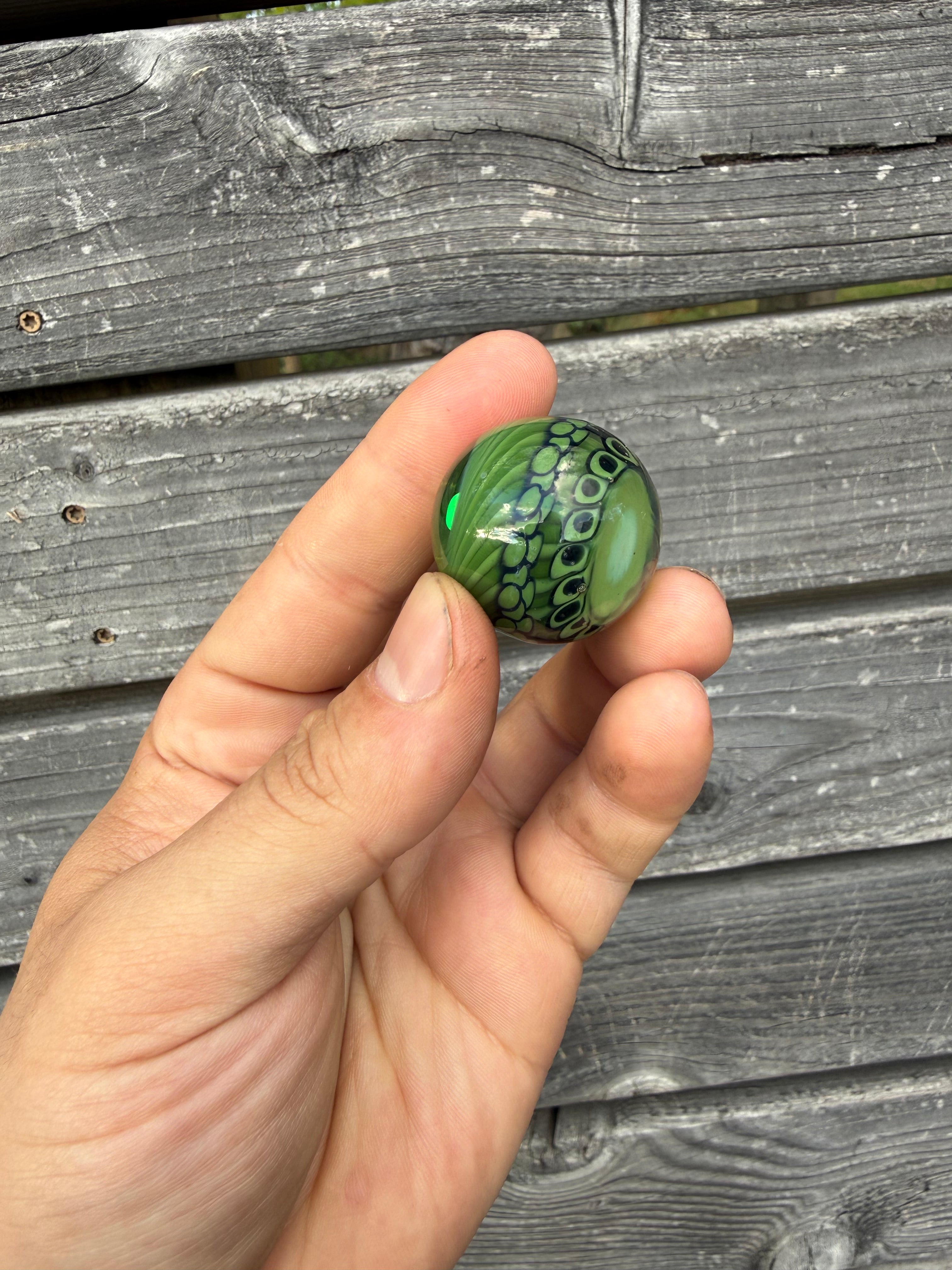 Green Dot Stack Marble with White Opal