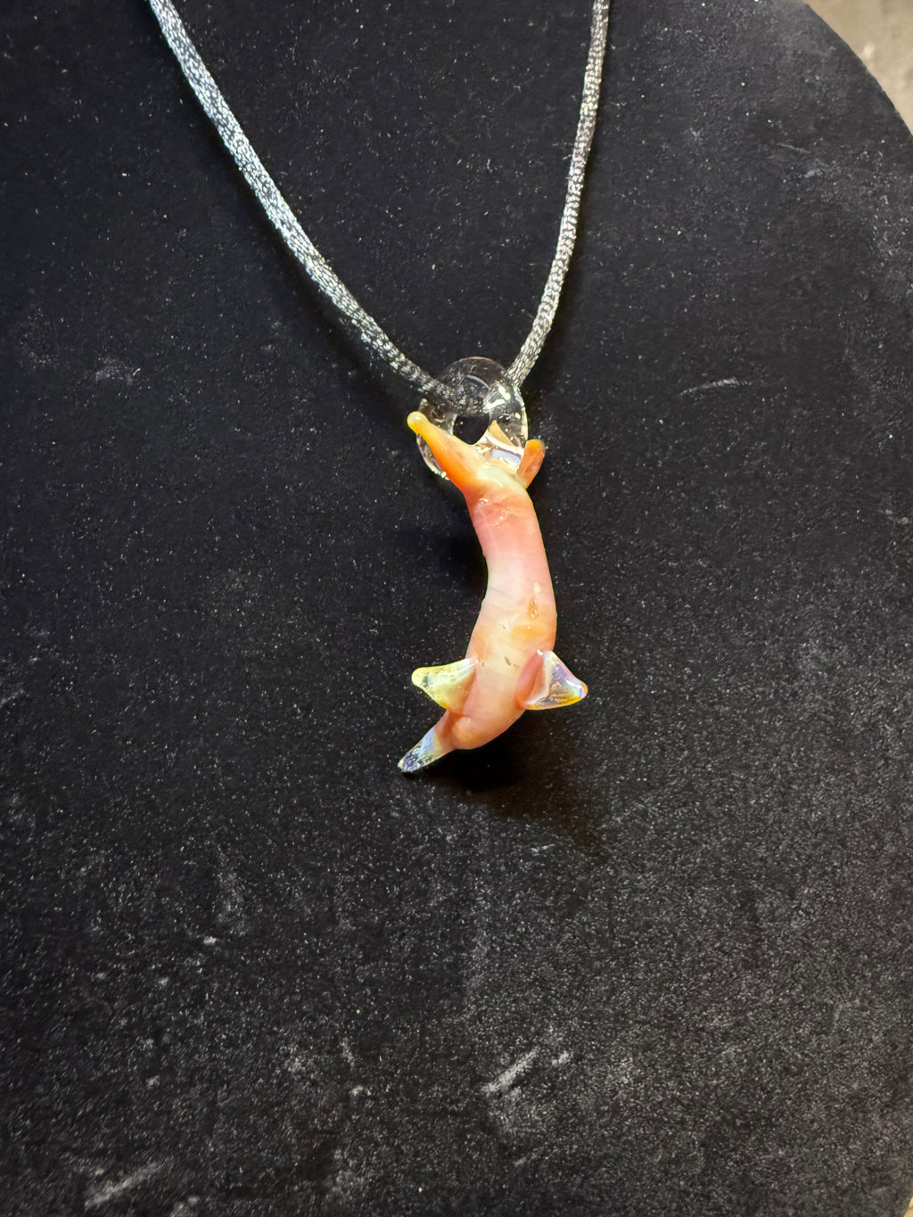 Handmade Glass Dolphin Pendant with Permission Strike Color