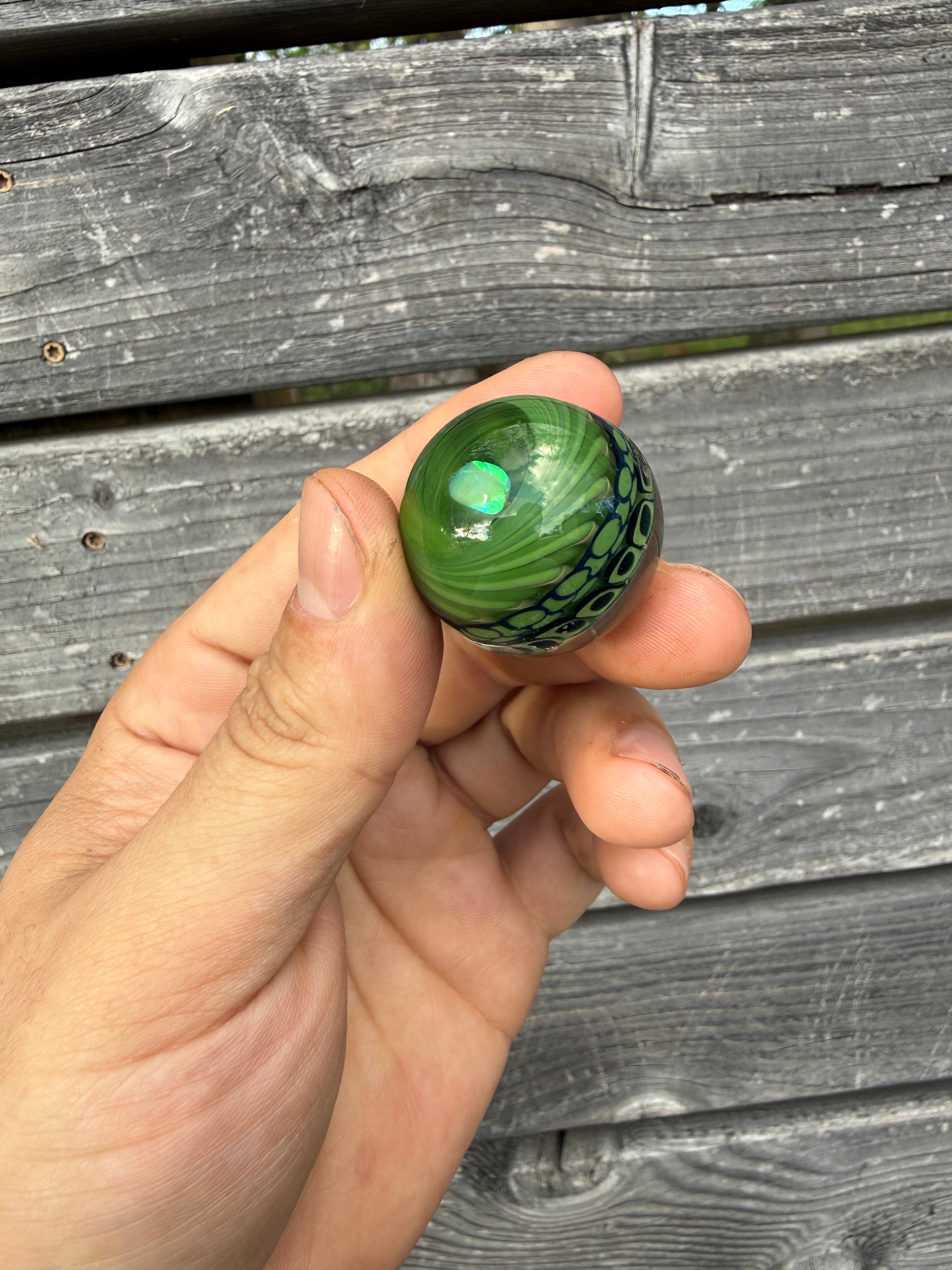 Green Dot Stack Marble with White Opal