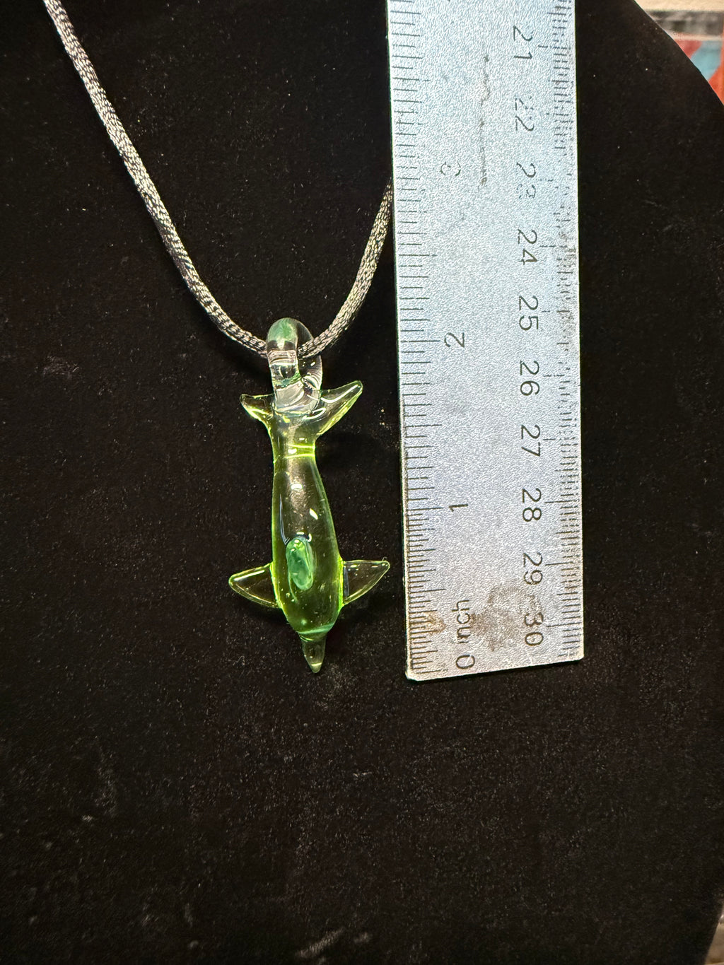 Handmade Argent Green Glass Dolphin Pendant