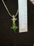 Handmade Argent Green Glass Dolphin Pendant