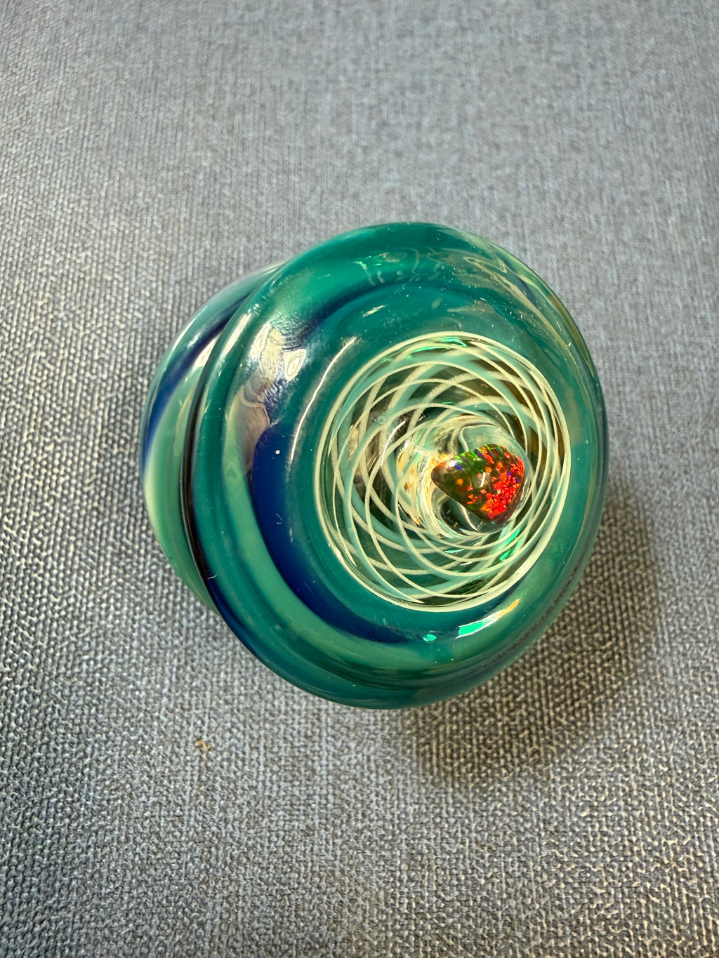 Handmade Glass Yo-Yo - Retticello Patern - Fire opals - Borosilicate Glass
