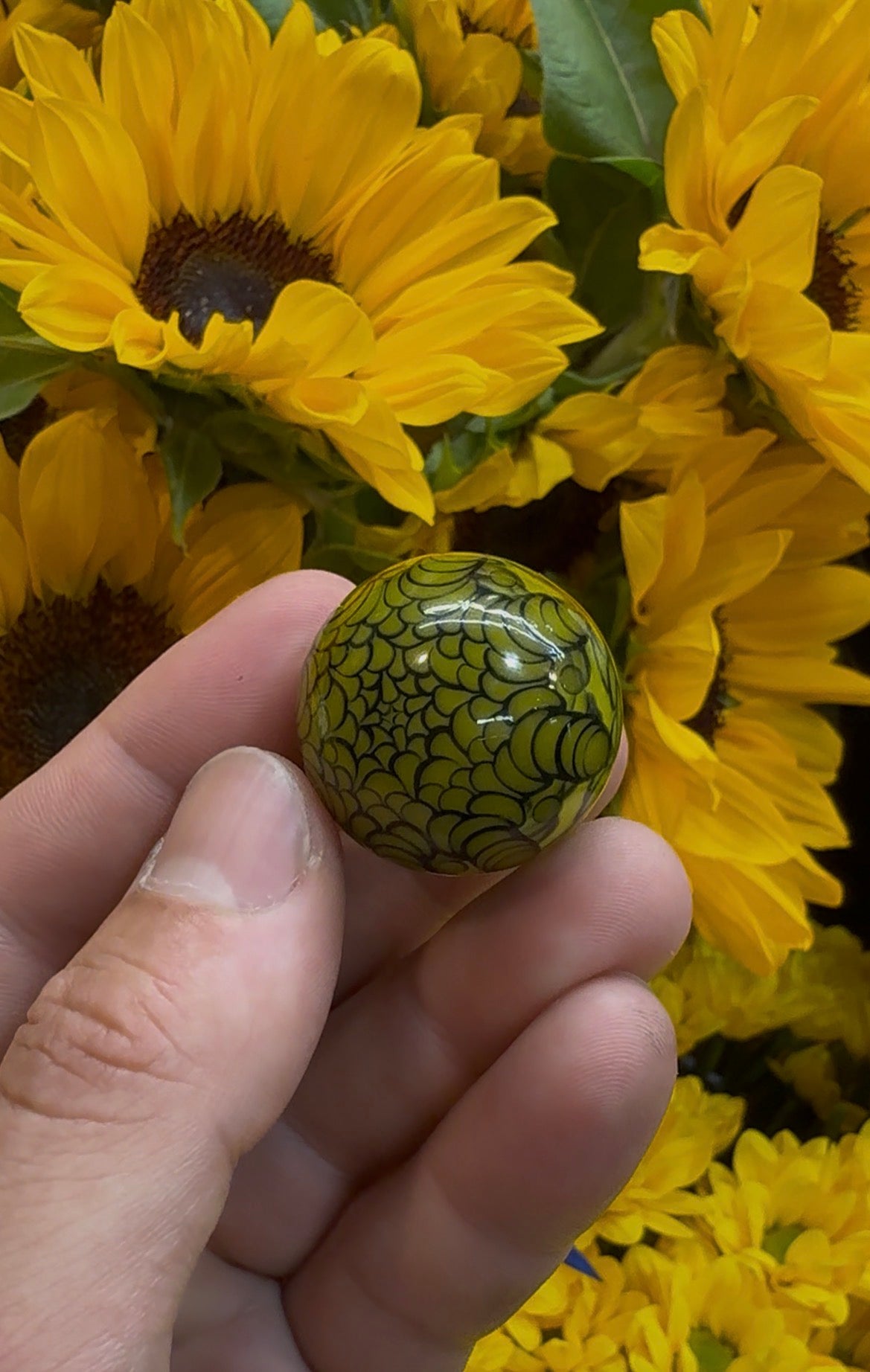 Yellow Dot Stack Marble - Collectible Marble