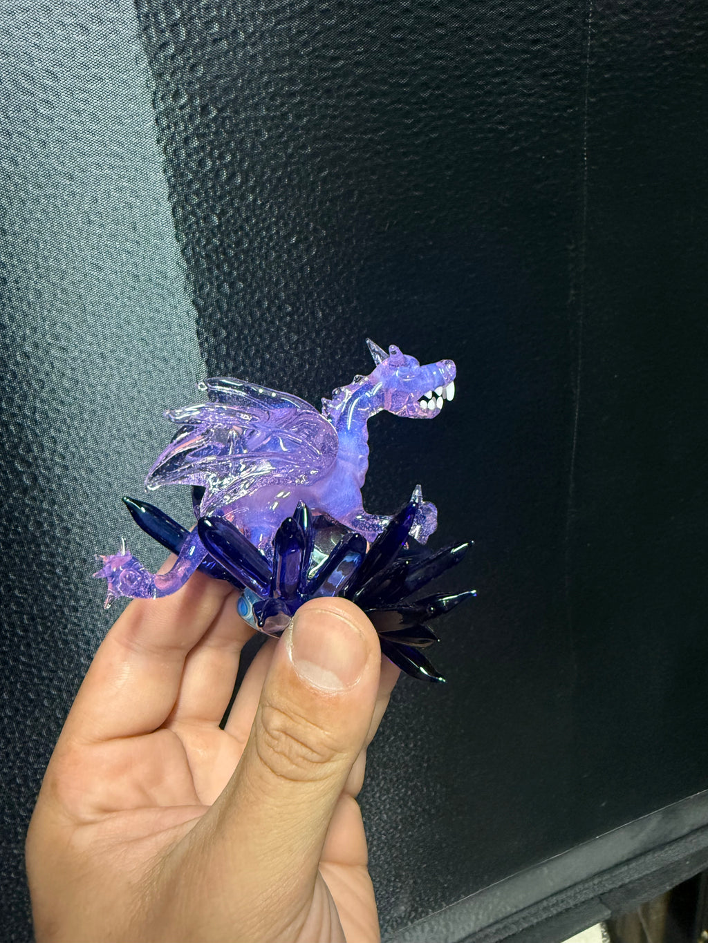 Handmade Opalescent Pink Borosilicate Glass Dragon Statue