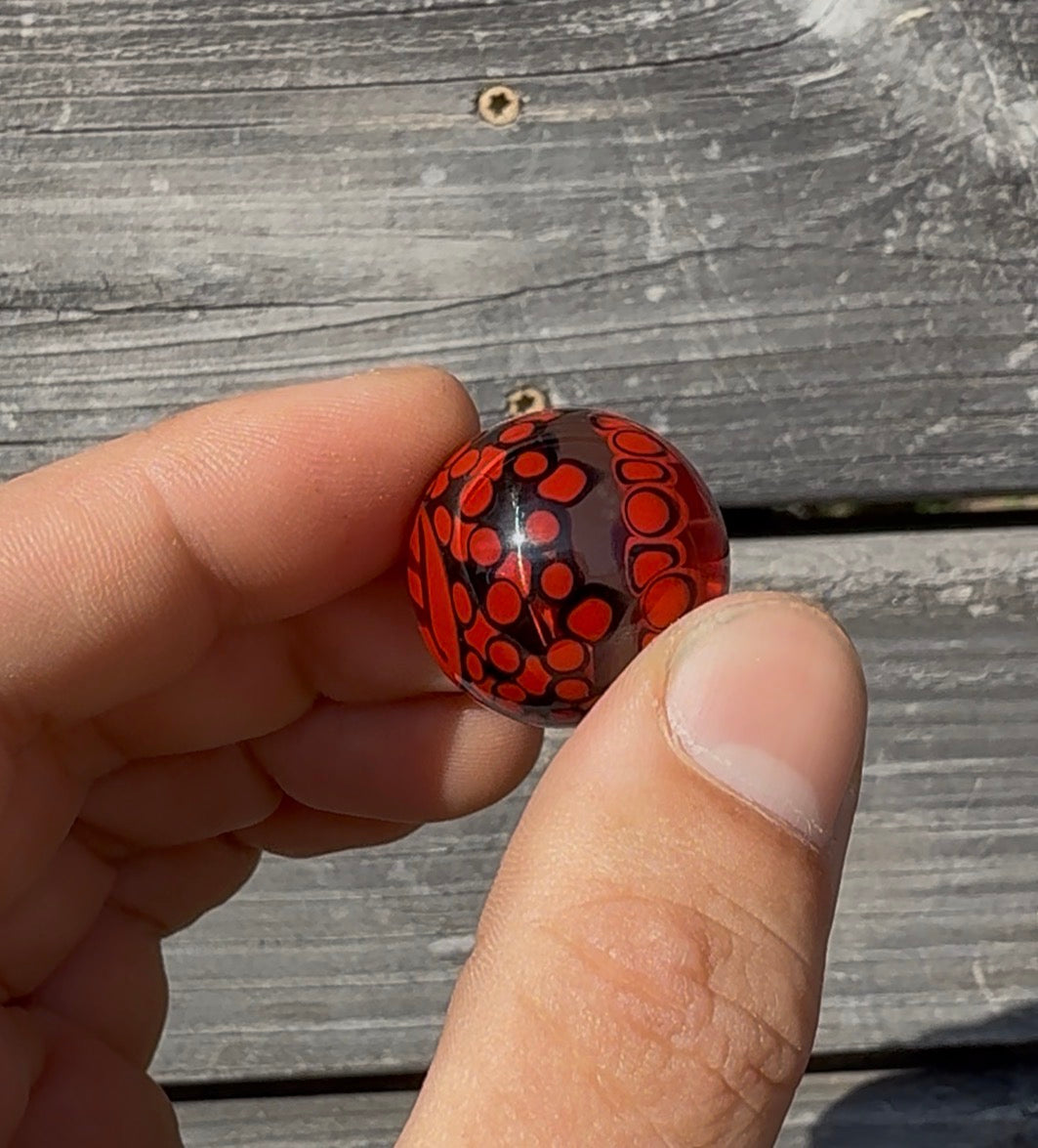 “JT” Dot Stack Marble - Red & black - collectible