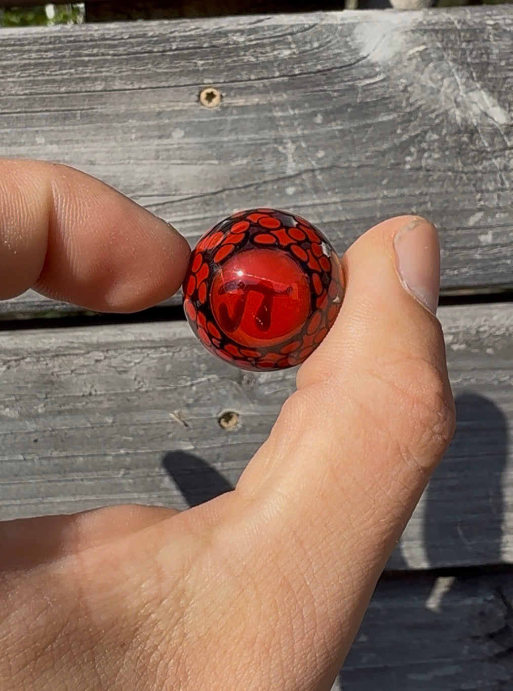 “JT” Dot Stack Marble - Red & black - collectible