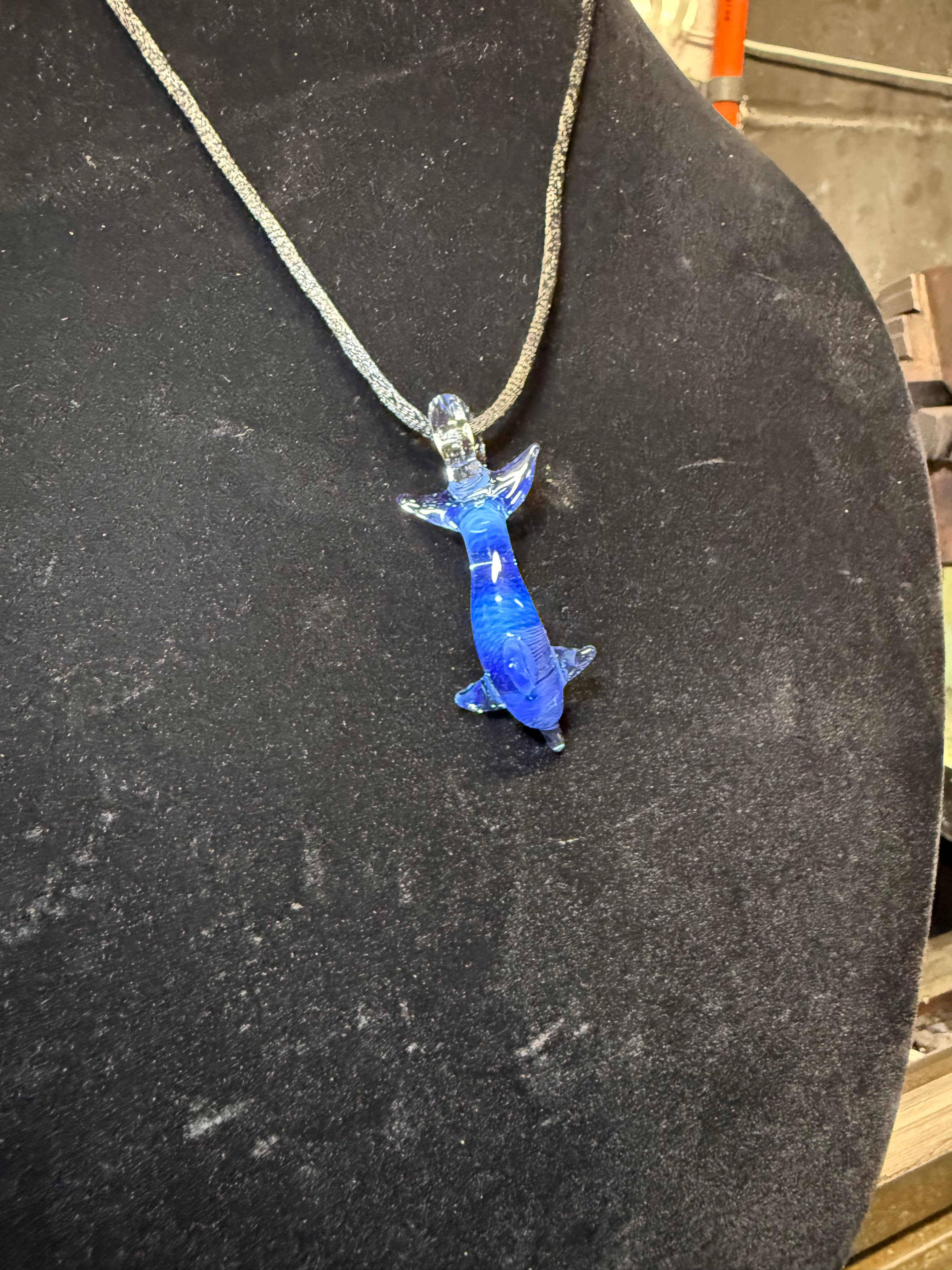 Handmade Dragon Tears Glass Dolphin Pendant
